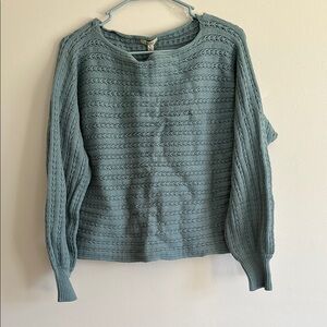 Kori Blue Crew Neck Sweater with Textured Knit